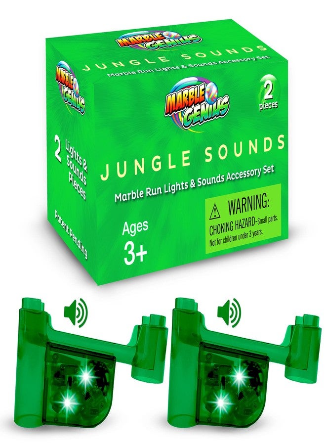 Marble Genius Marble Run Lights & Sounds Accessory Set - 10 Randomized Jungle Sounds and 2 Flashing Lights, Compatible with Any Marble Genius Set, for Ages 3 and Above, Green-Jungle Sound - Image 1